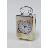 Mathew Norman silver cased miniature clock, London 1981, 9cm including handle
