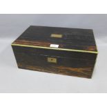19th century coromandel and brass bound writing box, 40 x 25cm