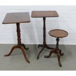 19th century mahogany pedestal wine table and two others, (3) (a/f)