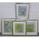 A group of four large botanical watercolours, all framed under glass, largest overall 95 x 80cm (4)