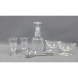 Georgian glass to include a toddy lifter, pair of navette shaped salts, two sherry glasses and a