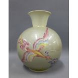 Rosenthal porcelain vase with exotic bird and flowers pattern, against a chinoiserie ground, printed