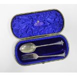 Victorian fork and spoon cased set, Birmingham 1891 (2)