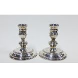 Pair of silver desk candlesticks, London 1965, 11cm high, weighted base, (2)