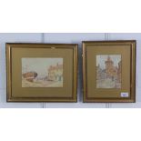 Andrew Park, 'Pittenweem and Crail' a pair of watercolours, signed and framed under glass, larger 22