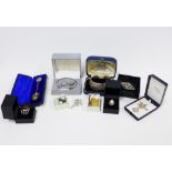 Collection of silver and costume jewellery to include a bracelet, necklaces and brooches, etc (a