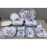 Ironstone china part dinner service with tureens and serving platters, (some a/f) 14)