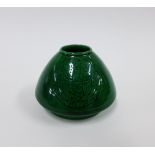 Chinese miniature green glazed vase with three incised roundels, six character Kangxi mark to the