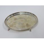 George V silver card tray, William Hutton & Sons Sheffield 1912, oval outline with pierced rim,