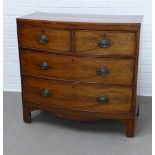 Georgian mahogany bow front chest with boxwood stringing, with two short and two long drawers,