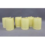 Keith Murray for Wedgwood, set of six pottery tankards, printed factory marks and facsimile