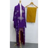 Purple silk kimono and a yellow obi (2)