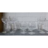 Set of six crystal wine glasses and four matching brandy glasses (10)