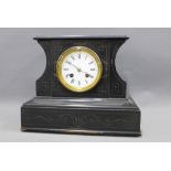 Victorian black slate mantel clock, 30b x 23cxm
