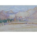 Mary Lewis Harper Milne (1860 - 1932) 'Leh, Ladakh', watercolour, signed and framed under glass,