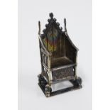 Miniature Edwardian silver throne, London 1902, 5.5cm