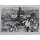 An Artist Proof etching of Dieppe, signed indistinctly, framed under glass, 30 x 20cm