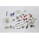 Collection of silver jewellery to include a necklace, earrings, pendants, brooches and rings, etc (a