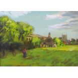 Sir David Murray RA PRI ARSA (Scottish 1849 - 1933), village scene with a lone figure, oil on