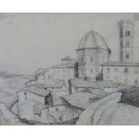 William Crozier 1897 - 1930, Volterra, c.1928, crayon on paper, framed under glass with a Scottish