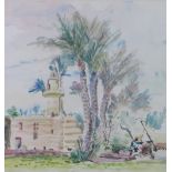 Cyril Wilson SSA, Mosque on the Nile, Cairo, watercolour, signed indistinctly, framed under glass,