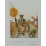 FC Barros (Spanish) Don Quixote, coloured print, singed, inscribed and numbered 234 / 250, framed