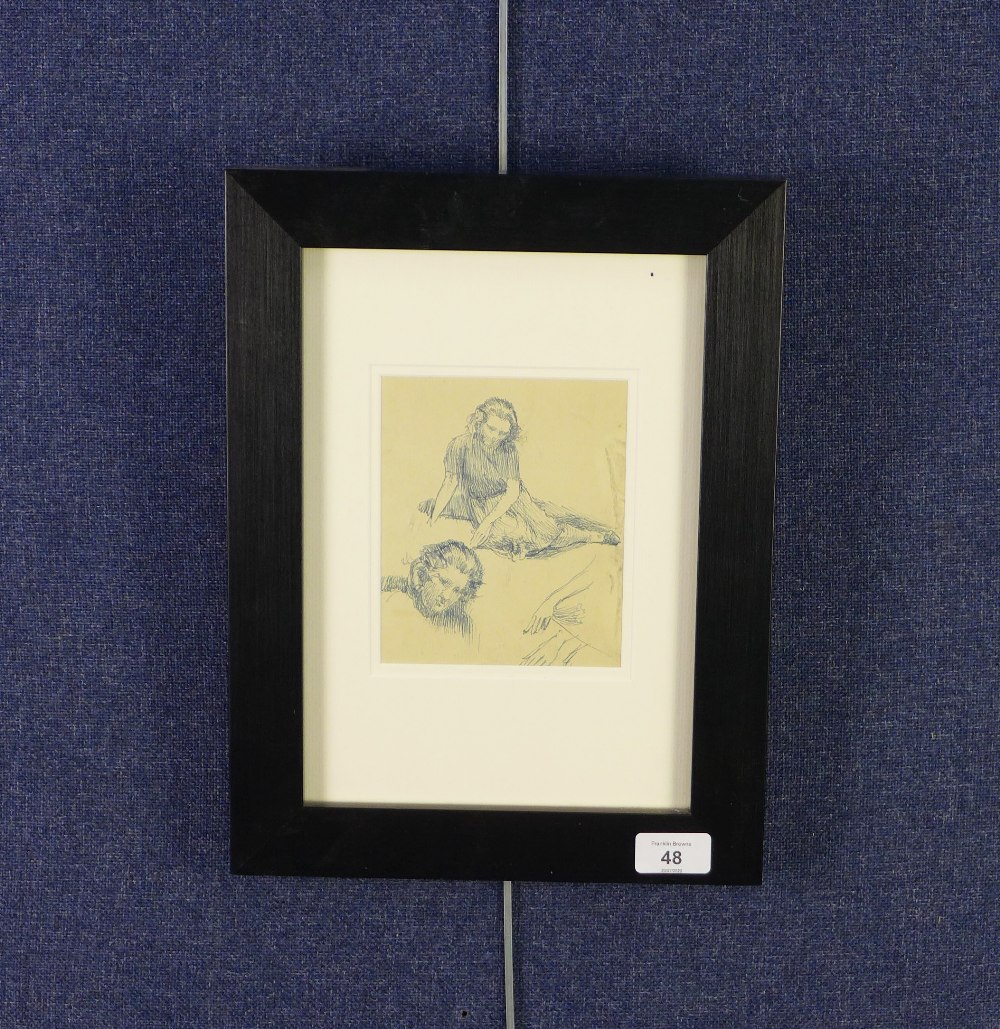 Sir Walter Thomas Monnington PRA (British 1902-1976) Female Study, ink on paper, framed under glass, - Image 2 of 3