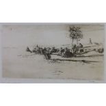 James McBey (Scottish 1883-1959), Sunset Wadi-um-Muksheib, etching, signed, inscribed with title and