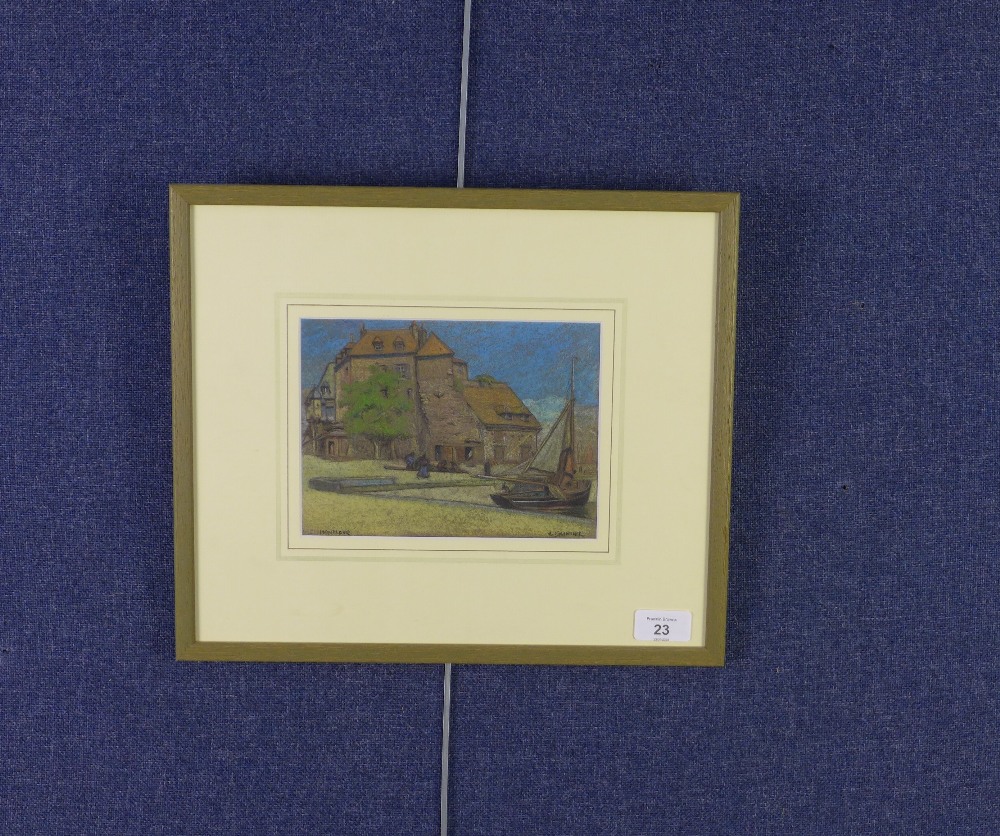 Charles Emanuel 1850 - 1910, 'Honfleur', coloured chalks on paper, signed and framed under glass, 19 - Image 3 of 4