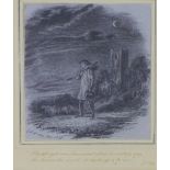 The Ploughman, an early 19th century drawing, signed with initials E.L.P and dated 1807, framed