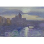David W. Gunn, (fl.1924-1929), river scene with bridge and domed building, oil on canvas board,