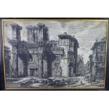 Giovanni Battista Piranesi (1720 - 1778) Veduta degli avanzi del foro di nerva, etching, framed