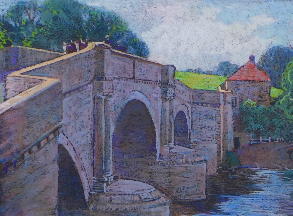 Adam Bruce Thomson OBE HRSA PRSW ARSA (SCOTTISH 1885 - 1976), Ken Bridge, Castle Douglas, pastel,