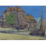 Charles Emanuel 1850 - 1910, 'Honfleur', coloured chalks on paper, signed and framed under glass, 19