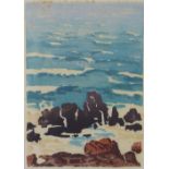 Anna Mary Hotchkis (Scottish 1885 - 1984), The Sea at St Ives, screen print, signed in pencil,