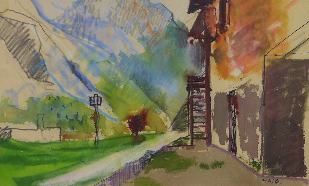 George, 2nd Earl Haig OBE, DL, MA, ARSA, (British 1918-2009) Dolomite Farmhouse, watercolour, signed