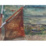 Robert Henderson Blyth, RSA RSW (British, 1919-1970) East coast Harbour, watercolour and ink, signed