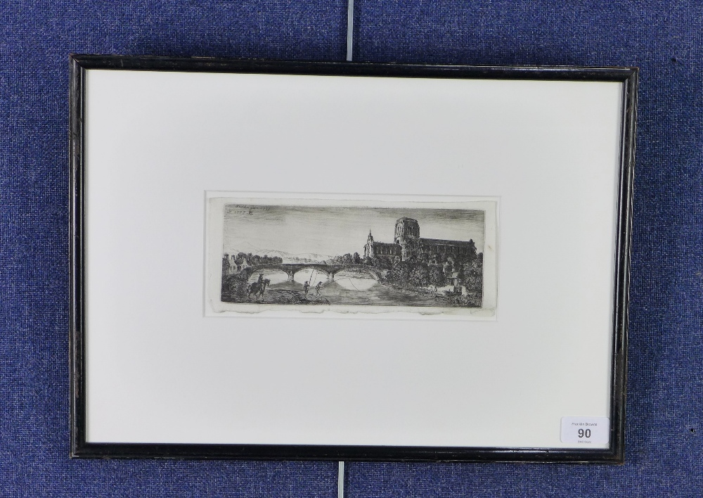 John Clerk of Eldin 1728 - 1812, The Abbey Church of Haddington, etching and drypoint, monogramed, - Image 2 of 4