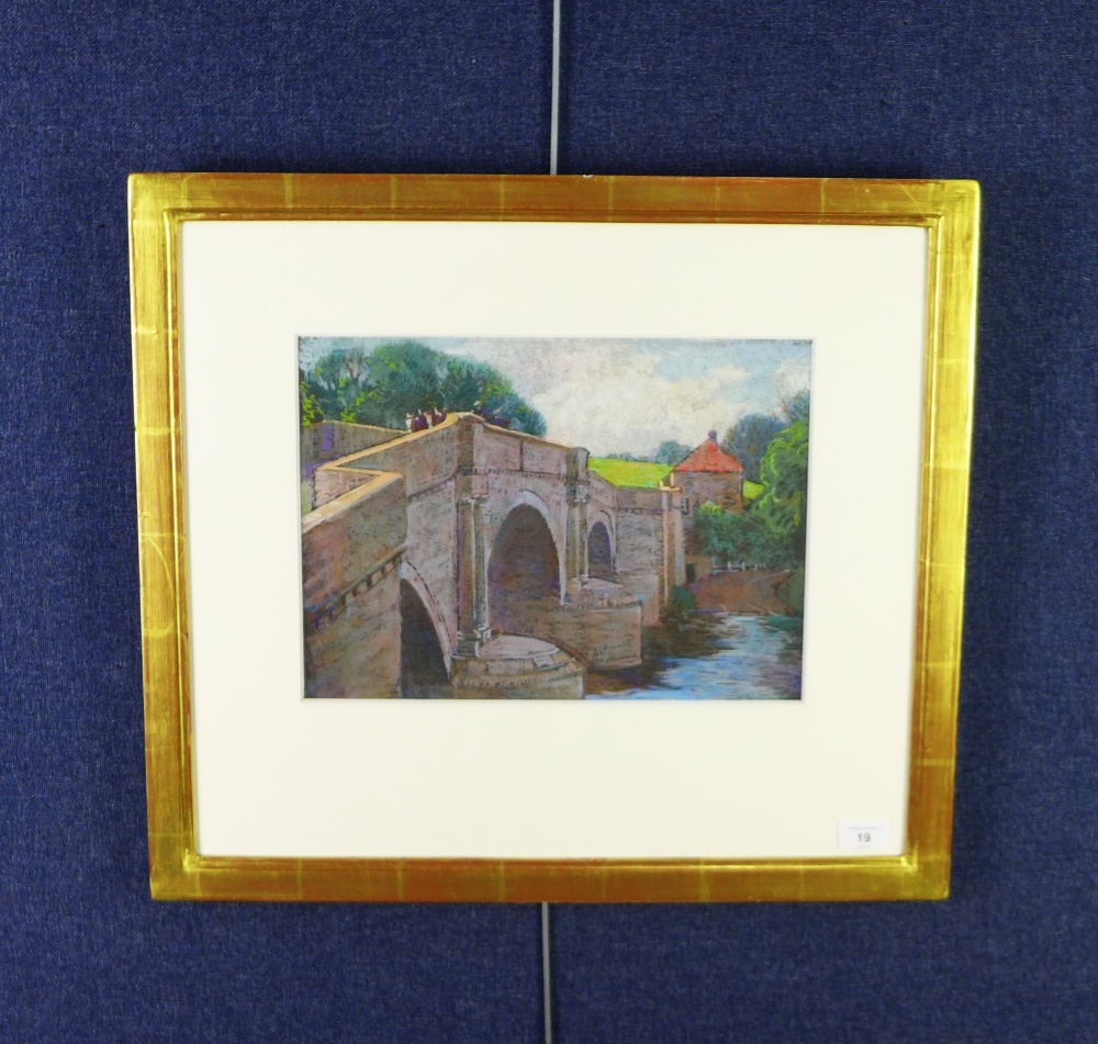 Adam Bruce Thomson OBE HRSA PRSW ARSA (SCOTTISH 1885 - 1976), Ken Bridge, Castle Douglas, pastel, - Image 2 of 3