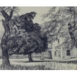 Attributed to William Crozier A.R.S.A. (Scottish 1897-1930) House & Park, conte on paper, framed