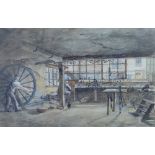English School watercolour of The Cutler's Shop, Salisbury, apparently unsigned, framed under glass,