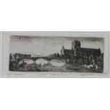 John Clerk of Eldin 1728 - 1812, The Abbey Church of Haddington, etching and drypoint, monogramed,