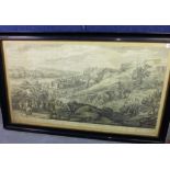 French engraved print, in a large glazed frame, size overall 110 x 65cm