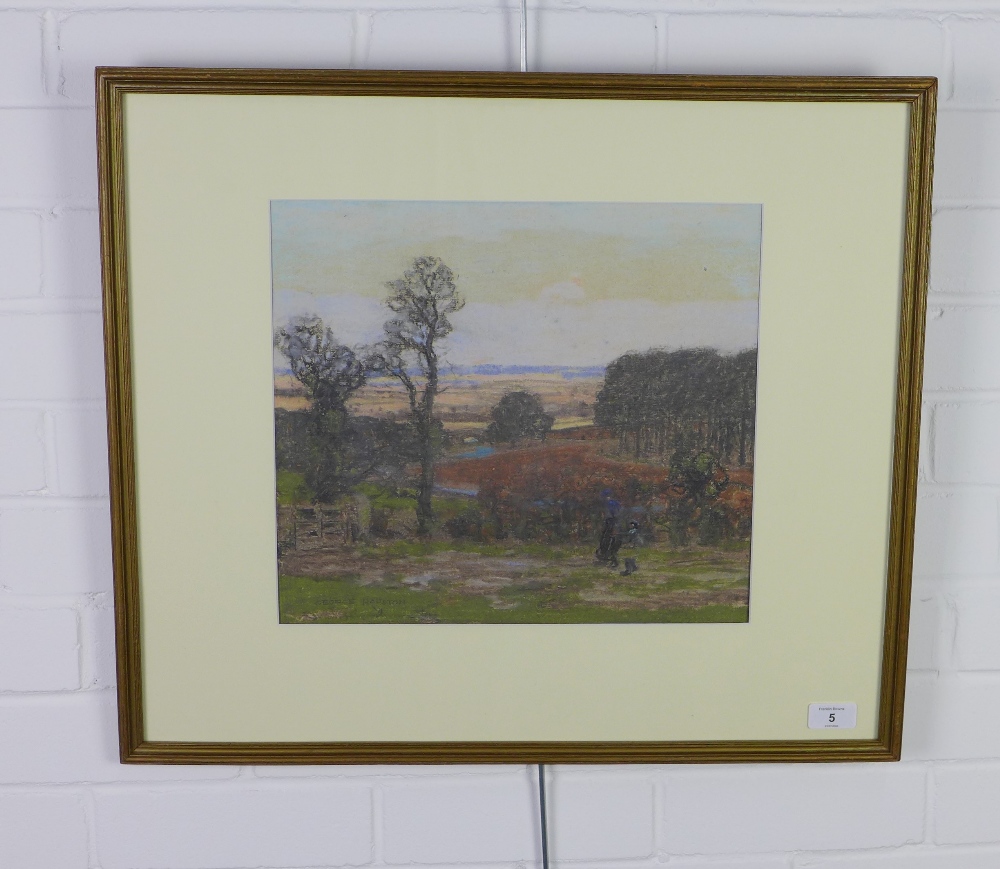 George Houston, (RSA, RSW, Scottish 1869 - 1947), Ayrshire Landscape, pastel, signed and framed - Image 2 of 4