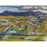 Donald Smith (Scottish 1926 - 2014) village Landscape, watercolour and ink, signed and dated '98,