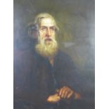 19th century portrait of a bearded man, oil on canvas, signed with initials WV, in a giltwood frame,