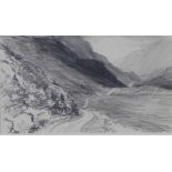 Attributed to Hugh Thomson (Irish 1860 - 1920) In the Galloway Highlands, pencil sketch, framed