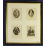 John Kay (1742 - 1826) a set of four engravings to include John Finlayson, etc in a single frame,