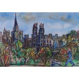 Lady Lucinda L Mackay, (b.1941) New Collage from Princes Street, ink and watercolour, singed, framed