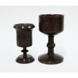 Two treen goblets, 11cm (2)